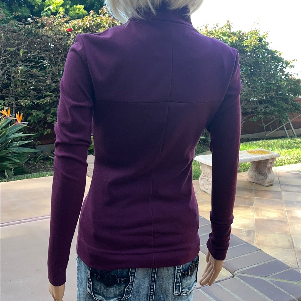 Plum zip front knit jacket - Picture 4 of 7